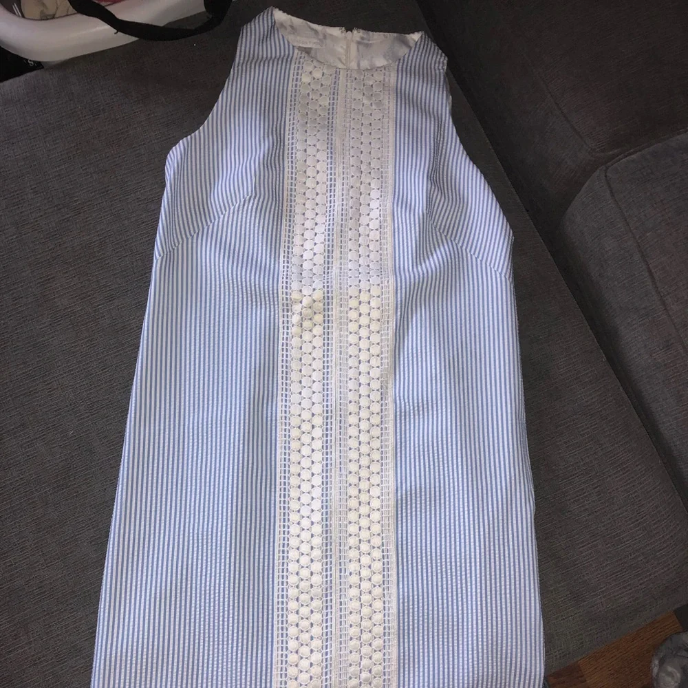 London Times, Dress, Light blue and white pinstripes - Picture 1 of 3